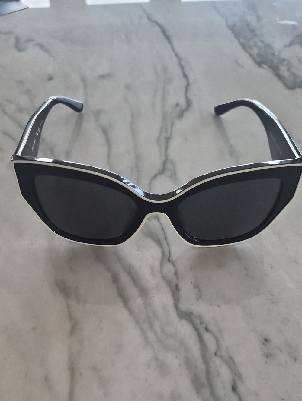 Tory Burch Black Cateye Sunglasses with White Trim